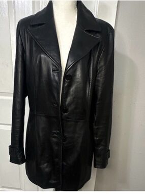 Siena Studio Black Leather Tailored Blazer Coat